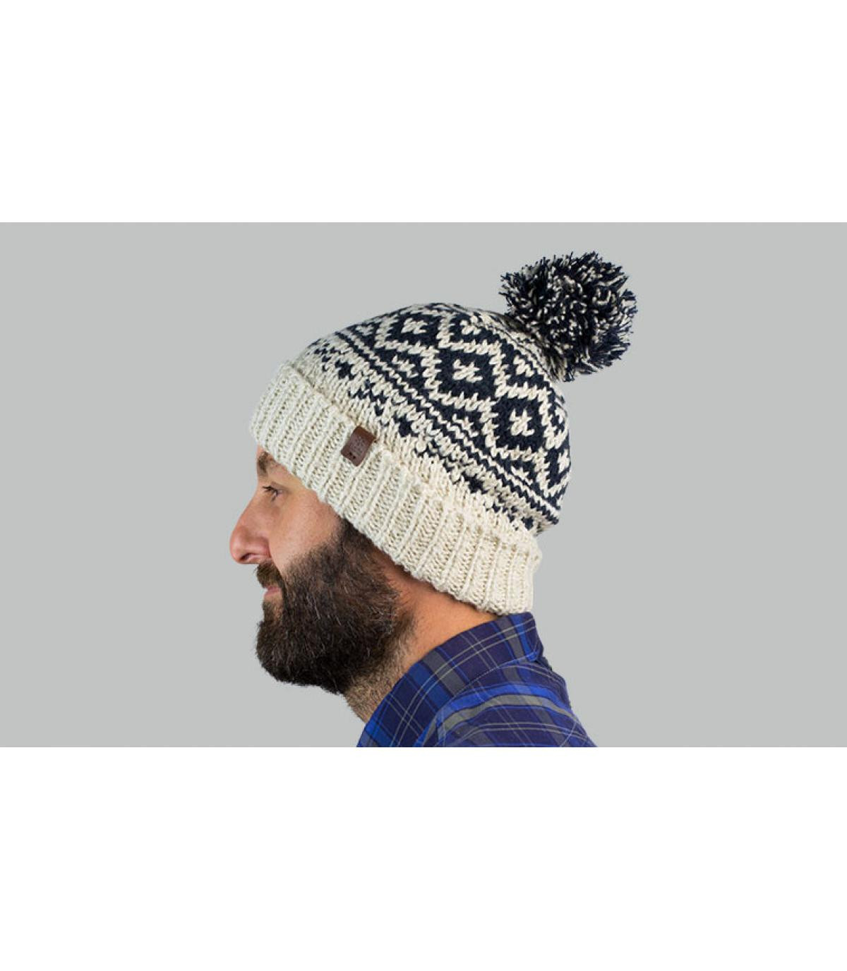 bonnet motif gris beige Cartonn Beanie wheat